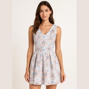 Dazzlin Japanese Brand Floral Sleeveless Dress in Blue and Pink